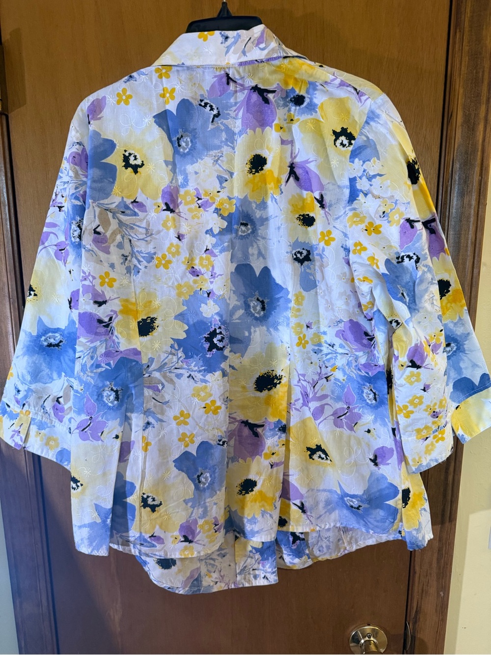 Avia Yellow Blue Purple Floral Button-Down Shirt - Picture 5 of 5